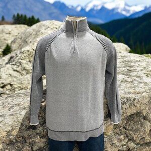BKE Gray Half Zip Sweater SZ L Athletic Fit Fall Layers Minimalist Gorpcore Cozy
